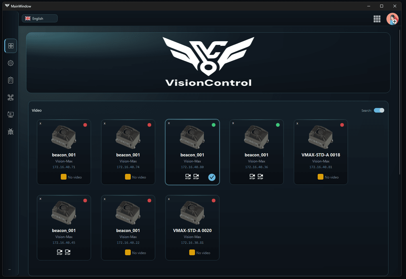 VisionControl interface preview